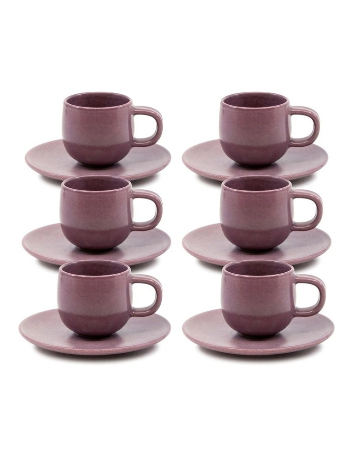 Salt&Pepper Hue Espresso Cup and Saucer Set 85ml/12cm - Purple - Set of 6 1 Salt&Pepper Hue Espresso Cup and Saucer Set 85ml/12cm - Purple - Set of 6