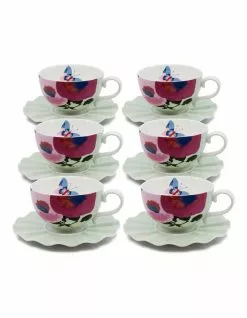 Salt&Pepper Willow Tea Cup & Saucer 240ml - Flute - Set of 6