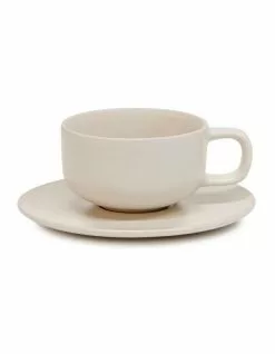 Salt&Pepper HUE Tea Cup and Saucer Set - 200ml/15.5cm - Stone