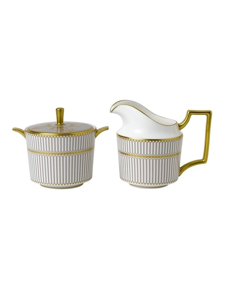 Wedgwood Anthemion Cream & Sugar Set Grey 1 Wedgwood Anthemion Cream & Sugar Set Grey