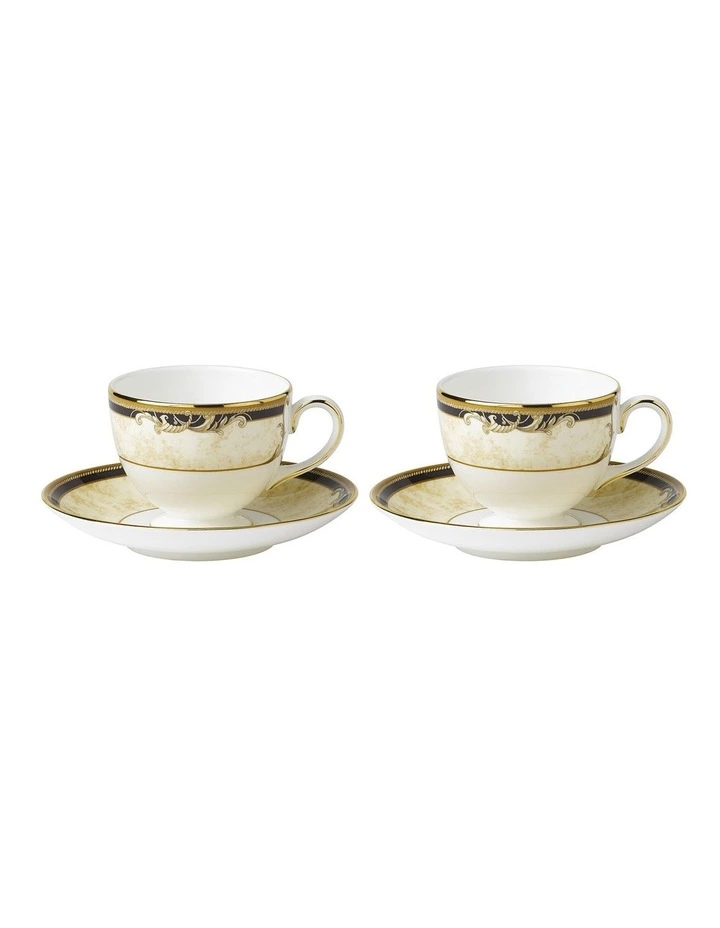 Wedgwood Cornucopia Teacup & Saucer Set of 2 White 1 Wedgwood Cornucopia Teacup & Saucer Set of 2 White