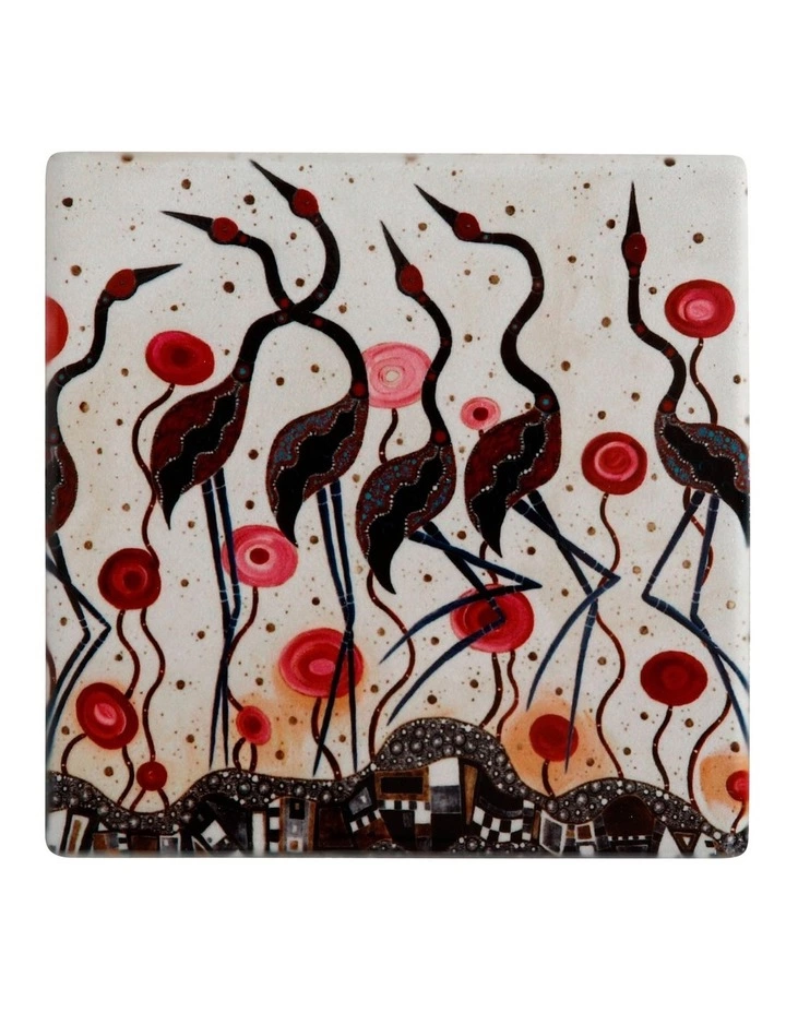 Maxwell & Williams Melanie Hava Jugaig-Bana-Wabu Ceramic 10cm Brolgas Square Coaster 1 Maxwell & Williams Melanie Hava Jugaig-Bana-Wabu Ceramic 10cm Brolgas Square Coaster