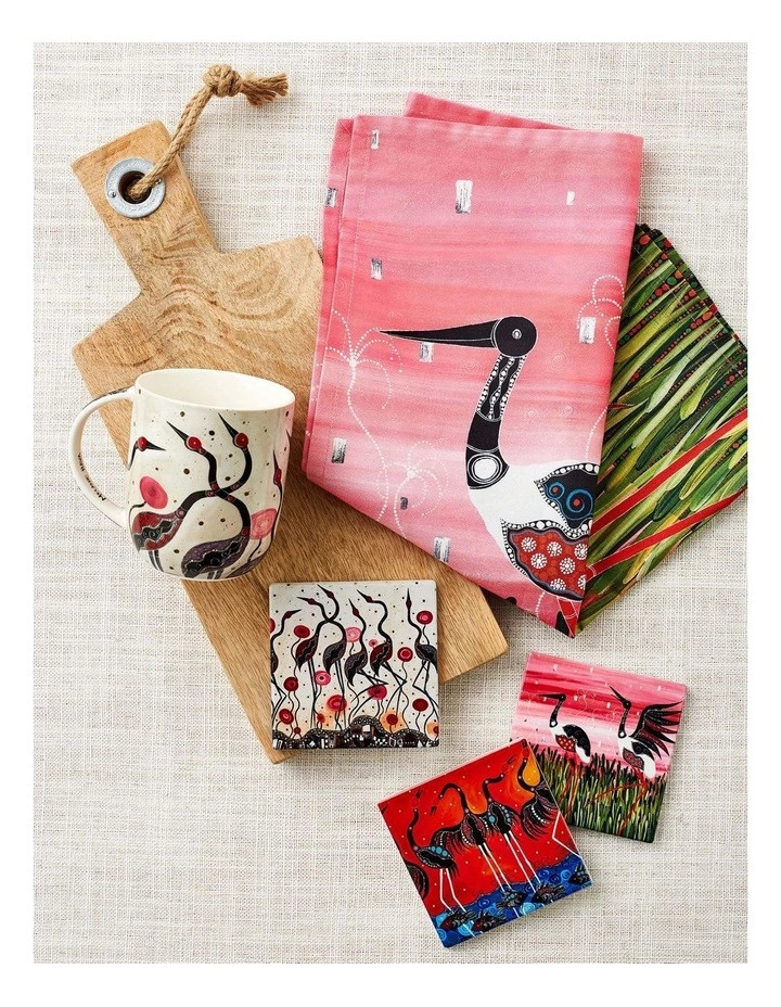 Maxwell & Williams Melanie Hava Jugaig-Bana-Wabu Ceramic 10cm Jabirus Square Coaster 2 Maxwell & Williams Melanie Hava Jugaig-Bana-Wabu Ceramic 10cm Jabirus Square Coaster - Image 2