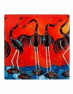 Maxwell & Williams Melanie Hava Jugaig-Bana-Wabu Ceramic 10cm Brolgas' Symphony Square Coaster