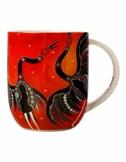 Maxwell & Williams Melanie Hava Jugaig-Bana Wabu Brolgas' Symphony 440ml Mug Gift Boxed Orange