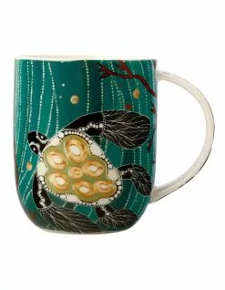 Maxwell & Williams Melanie Hava Jugaig-Bana Wabu Turtles 440ml Mug Gift Boxed Green