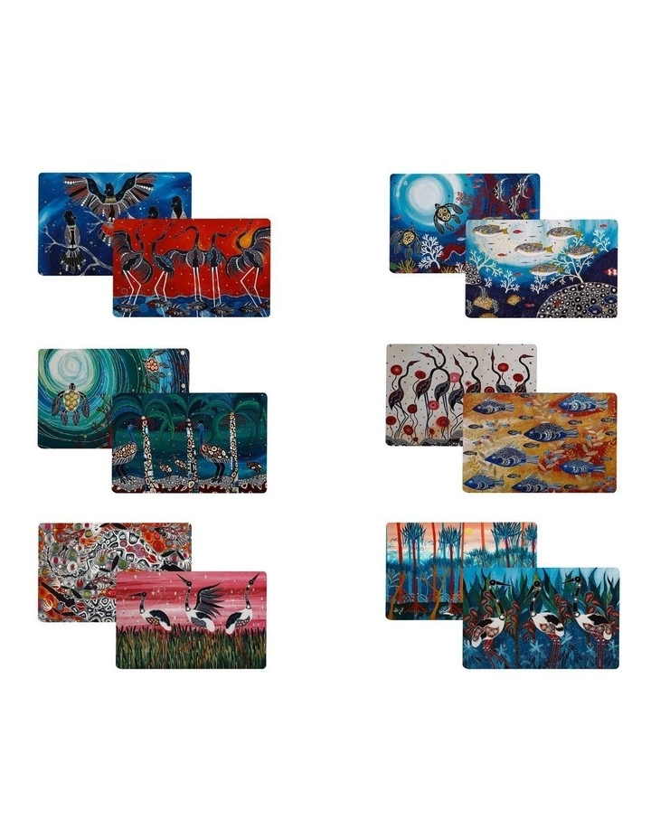 Maxwell & Williams Melanie Hava Jugaig-Bana-Wabu 43.5x28.5cm Reversible Placemat Blue 6 Pack 1 Maxwell & Williams Melanie Hava Jugaig-Bana-Wabu 43.5x28.5cm Reversible Placemat Blue 6 Pack