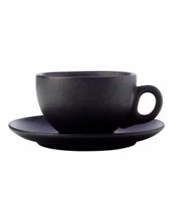 Maxwell & Williams Caviar 250ml Coupe Cup & Saucer Black