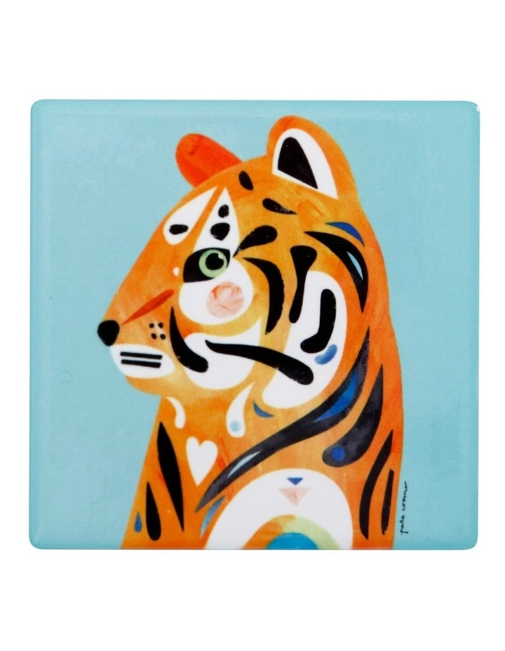 Maxwell & Williams Pete Cromer Wildlife Ceramic 9.5cm Tiger Square Coaster 1 Maxwell & Williams Pete Cromer Wildlife Ceramic 9.5cm Tiger Square Coaster