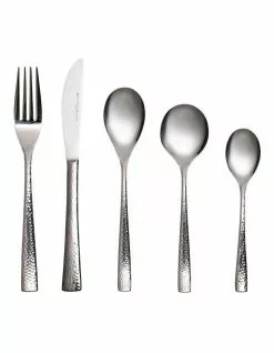 Maxwell & Williams Wayland Hammered 36 Piece Cutlery Set Silver