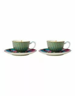 Maxwell & Williams Teas & C's Silk Road 85ml 2pc Gift Boxed Demi Cup & Saucer Set Aqua