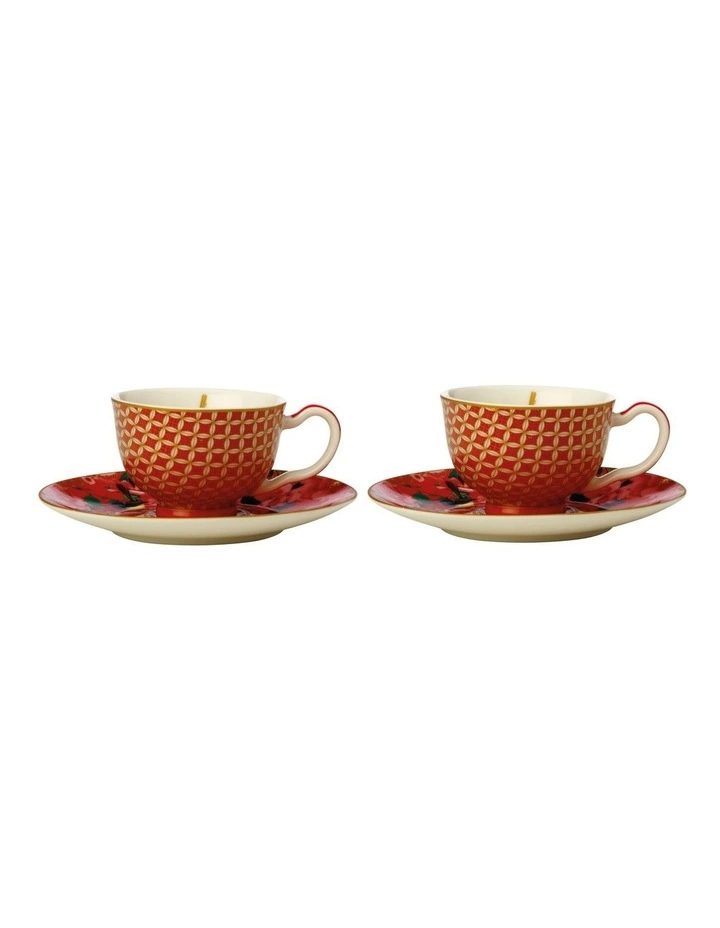 Maxwell & Williams Teas & C's Silk Road 85ml 2pc Gift Boxed Demi Cup & Saucer Set Red 1 Maxwell & Williams Teas & C's Silk Road 85ml 2pc Gift Boxed Demi Cup & Saucer Set Red