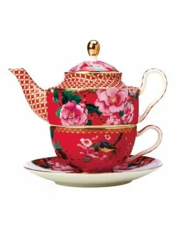Maxwell & Williams Teas & C's Silk Road 380ml Teapot Tea for One with Infuser Red