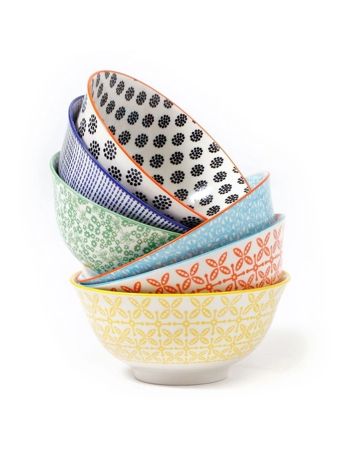 Cooper & Co Set of 6 Ceramic Viola 15cm Bowls Large 1 Cooper & Co Set of 6 Ceramic Viola 15cm Bowls Large