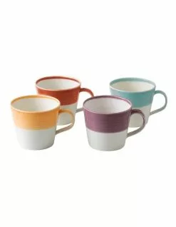 Royal Doulton 1815 Tapas 420ml Set of 4 Mugs Assorted Warm Colours
