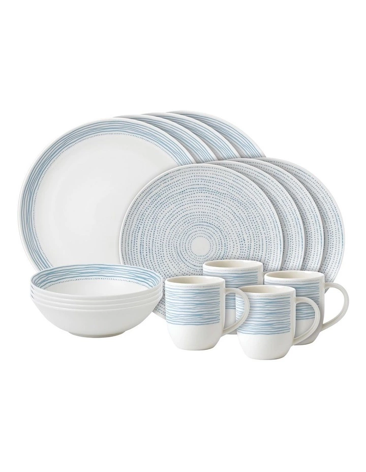 Royal Doulton Ellen DeGeneres 16pc Dining Set Polar Blue Dots 1 Royal Doulton Ellen DeGeneres 16pc Dining Set Polar Blue Dots