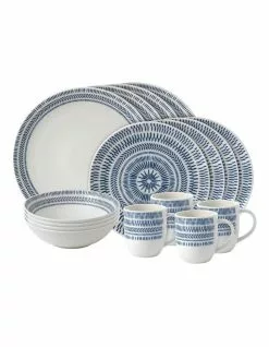 Royal Doulton Ellen DeGeneres Chevron 16pc Dining Set Dark Blue