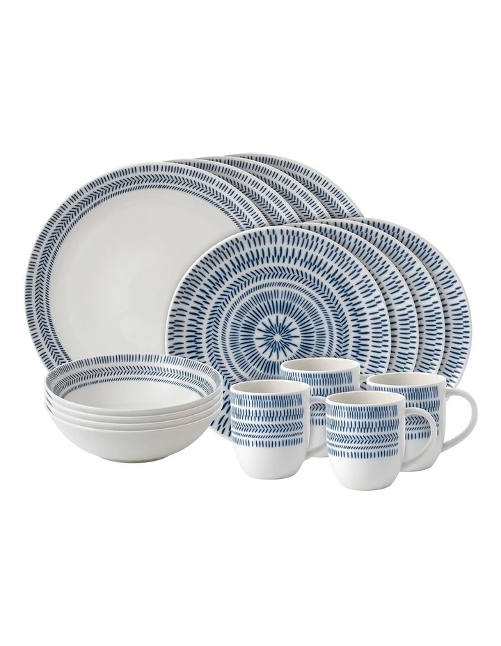 Royal Doulton Ellen DeGeneres Chevron 16pc Dining Set Dark Blue 1 Royal Doulton Ellen DeGeneres Chevron 16pc Dining Set Dark Blue