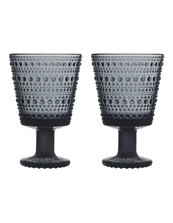IITTALA Kastehelmi Universal Glass Set of 2 Dark Grey 1 IITTALA Kastehelmi Universal Glass Set of 2 Dark Grey