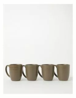 Vue Desert Bloom Set of 4 Mugs Olive