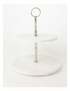 Heritage Marble 30cm 2 Tier Cake Plate