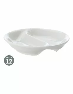 Maxwell & Williams White Basics Round Divided Sauce 10cm Set of 12