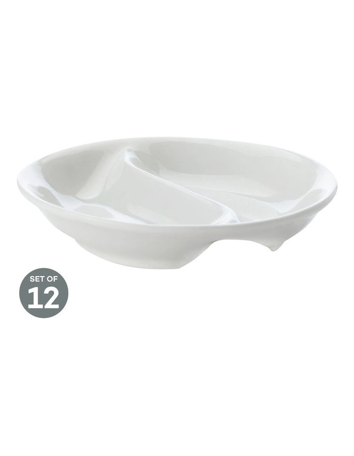 Maxwell & Williams White Basics Round Divided Sauce 10cm Set of 12 1 Maxwell & Williams White Basics Round Divided Sauce 10cm Set of 12