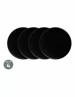 Maxwell & Williams Caviar High Rim Plate 24.5cm Black Set of 4