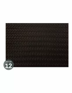 Maxwell & Williams Table Accents Leather Look Placemat 43x30cm Black Plait Set of 12
