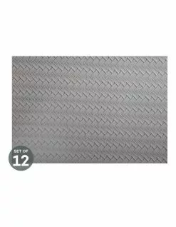 Maxwell & Williams Table Accents Leather Look Placemat 43x30cm Grey Plait Set of 12