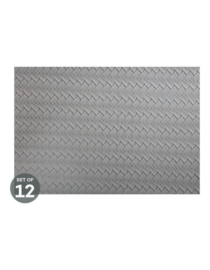 Maxwell & Williams Table Accents Leather Look Placemat 43x30cm Grey Plait Set of 12 1 Maxwell & Williams Table Accents Leather Look Placemat 43x30cm Grey Plait Set of 12