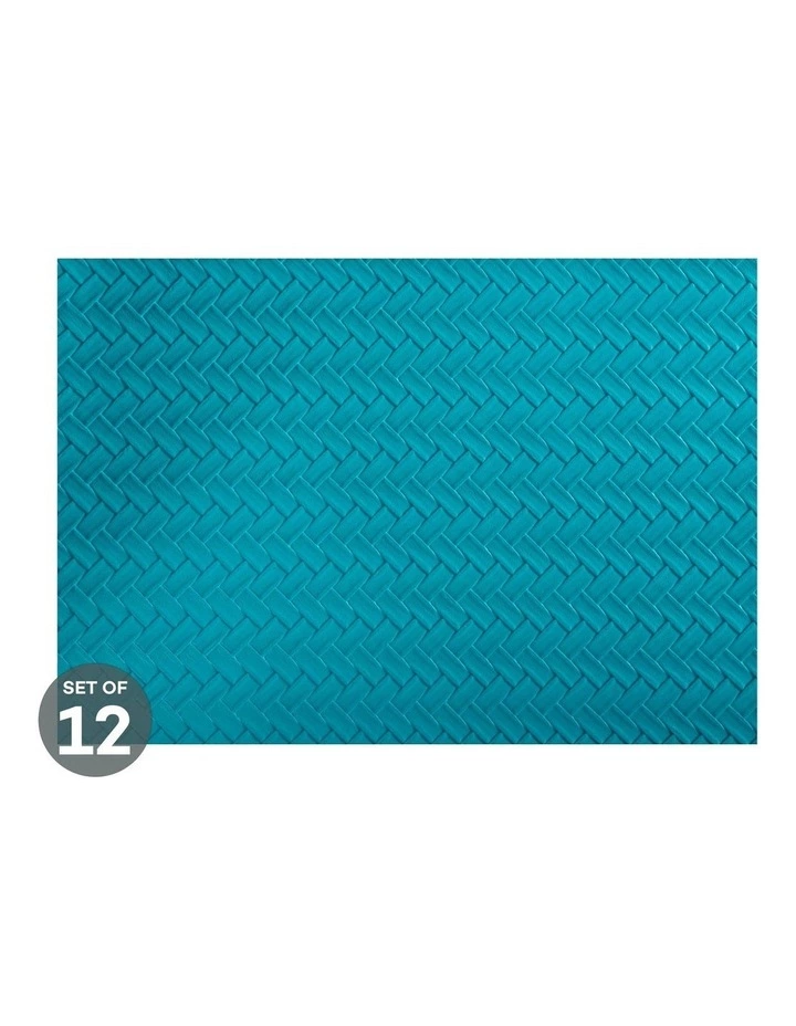 Maxwell & Williams Table Accents Leather Look Placemat 43x30cm Teal Plait Set of 12 1 Maxwell & Williams Table Accents Leather Look Placemat 43x30cm Teal Plait Set of 12