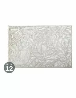 Maxwell & Williams Table Accents Cut-Out Placemat 45x30cm Leaf Silver Set of 12