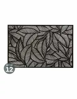 Maxwell & Williams Table Accents Cut-Out Placemat 45x30cm Leaf Black Set of 12