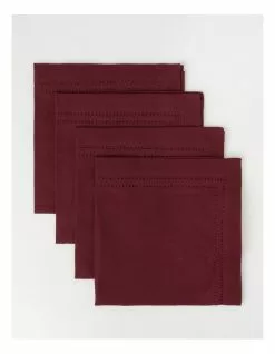 Heritage Elizabeth Hemstitch Napkin Berry 4 Pack