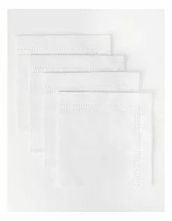 Heritage Elizabeth Hemstitch Napkin Set of 4 white