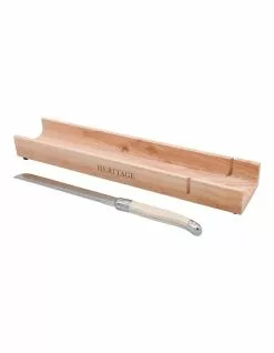Heritage Laguiole Sophistique Bread Knife 20cm & Baguette Board - Ivory