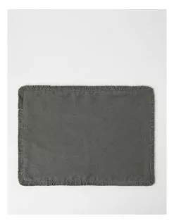 Australian House & Garden Fringed Linen Placemat Dark Stone