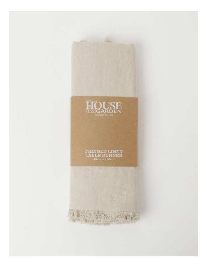 Australian House & Garden Fringed Linen Table Runner Natural 1 Australian House & Garden Fringed Linen Table Runner Natural
