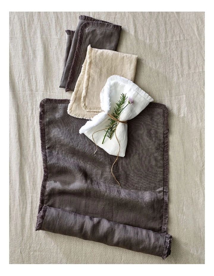 Australian House & Garden Fringed Linen Table Runner 45x180cm Dark Stone 3 Australian House & Garden Fringed Linen Table Runner 45x180cm Dark Stone - Image 3