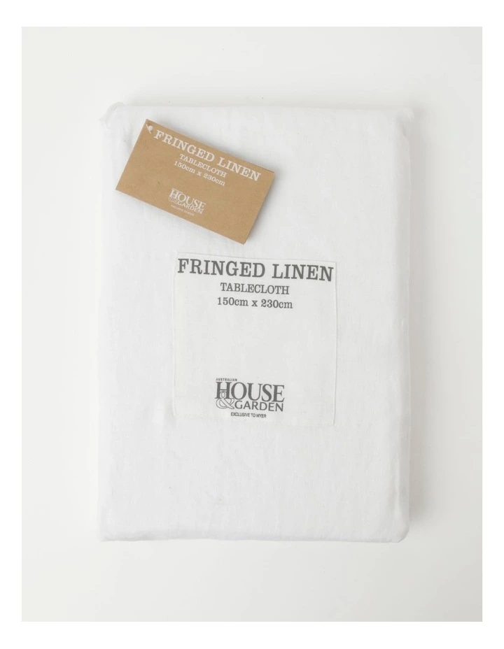Australian House & Garden Fringed Linen Tablecloth in White 1 Australian House & Garden Fringed Linen Tablecloth in White