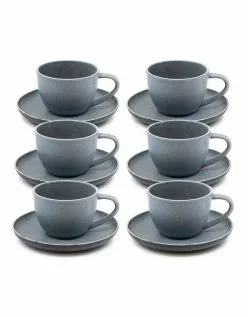 Salt&Pepper HITCH Tea Cup and Saucer Set - 220ml/15cm - Set of 6