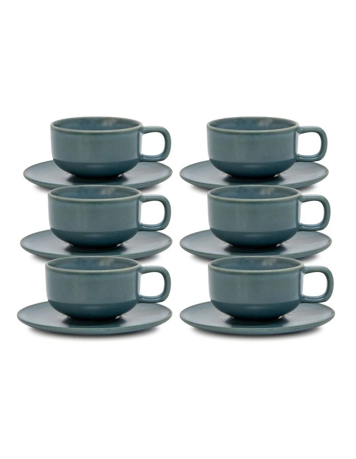 Salt&Pepper Hue Tea Cup & Saucer - 200ml - Sage - Set of 6 1 Salt&Pepper Hue Tea Cup & Saucer - 200ml - Sage - Set of 6