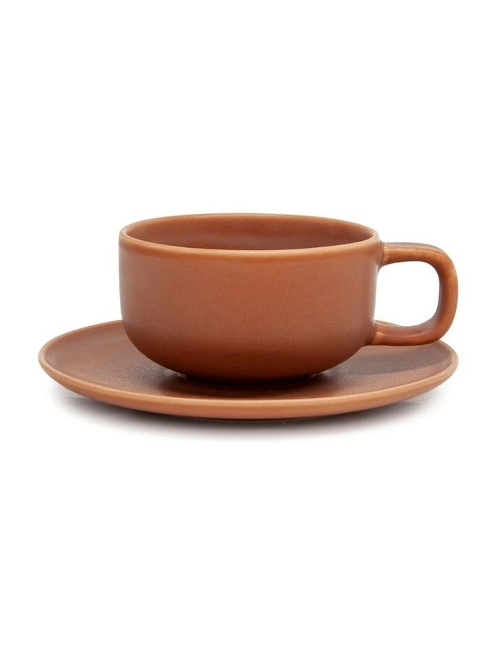 Salt&Pepper Hue Tea Cup & Saucer - 200ml - Rust - Set of 6 2 Salt&Pepper Hue Tea Cup & Saucer - 200ml - Rust - Set of 6 - Image 2