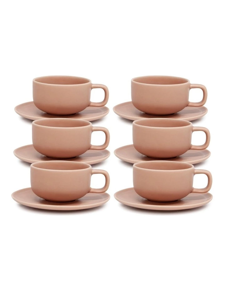 Salt&Pepper Hue Tea Cup & Saucer - 200ml - Blush - Set of 6 1 Salt&Pepper Hue Tea Cup & Saucer - 200ml - Blush - Set of 6