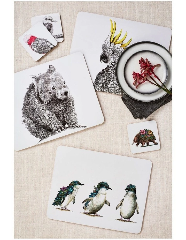 Maxwell & Williams Marini Ferlazzo Birds of Australia 34x26.5cm Set of 4 Gift Boxed Cork Back Placemat 2 Maxwell & Williams Marini Ferlazzo Birds of Australia 34x26.5cm Set of 4 Gift Boxed Cork Back Placemat - Image 2