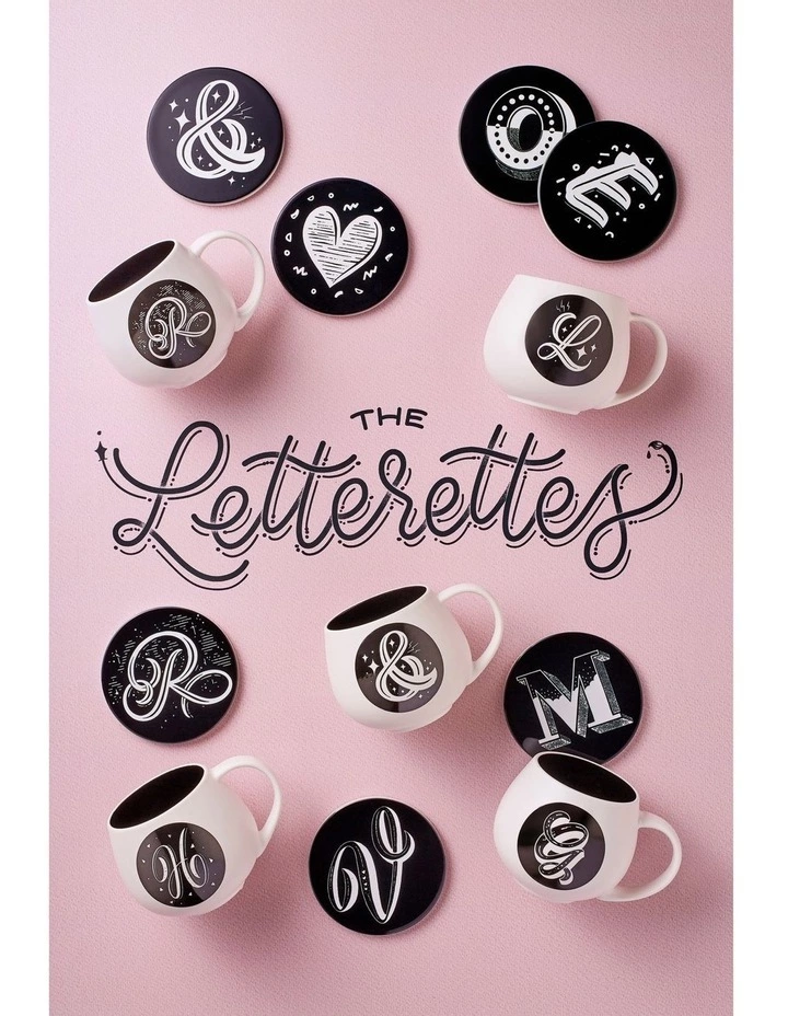 Maxwell & Williams The Letterettes Ceramic 10.5cm D Gift Boxed Round Coaster Black 2 Maxwell & Williams The Letterettes Ceramic 10.5cm D Gift Boxed Round Coaster Black - Image 2