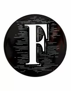 Maxwell & Williams The Letterettes Ceramic 10.5cm F Gift Boxed Round Coaster Black