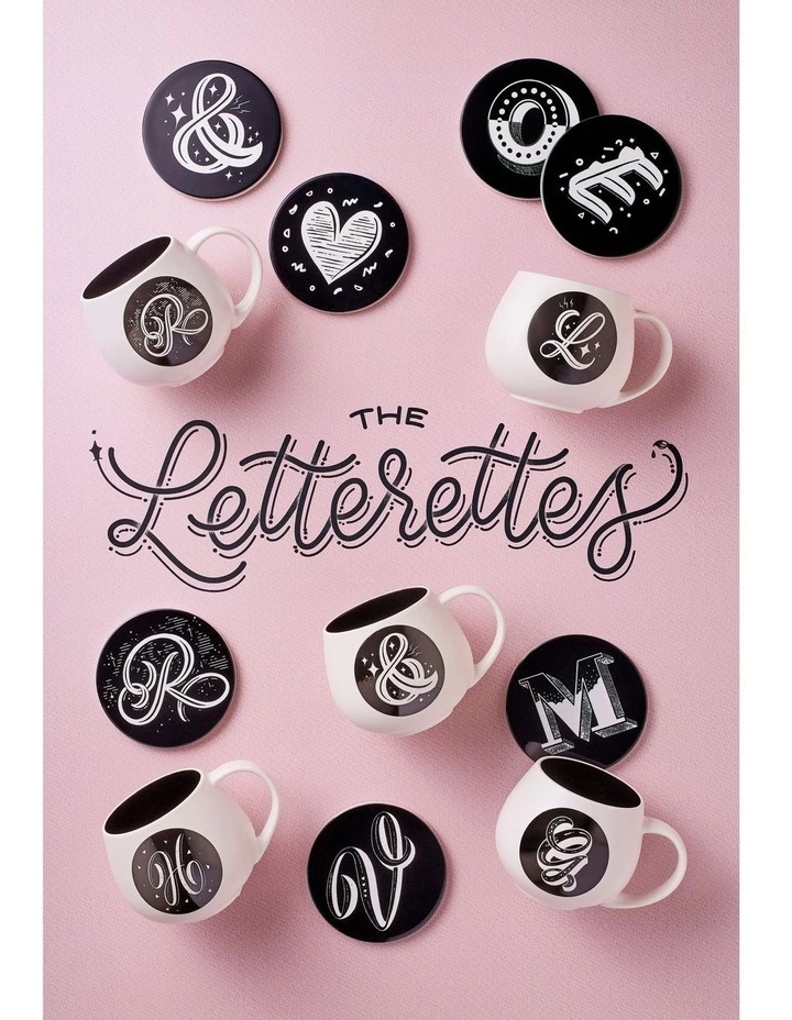 Maxwell & Williams The Letterettes Ceramic 10.5cm I Gift Boxed Round Coaster Black 2 Maxwell & Williams The Letterettes Ceramic 10.5cm I Gift Boxed Round Coaster Black - Image 2