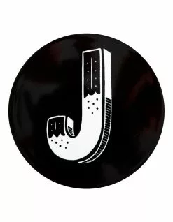 Maxwell & Williams The Letterettes Ceramic 10.5cm J Gift Boxed Round Coaster Black